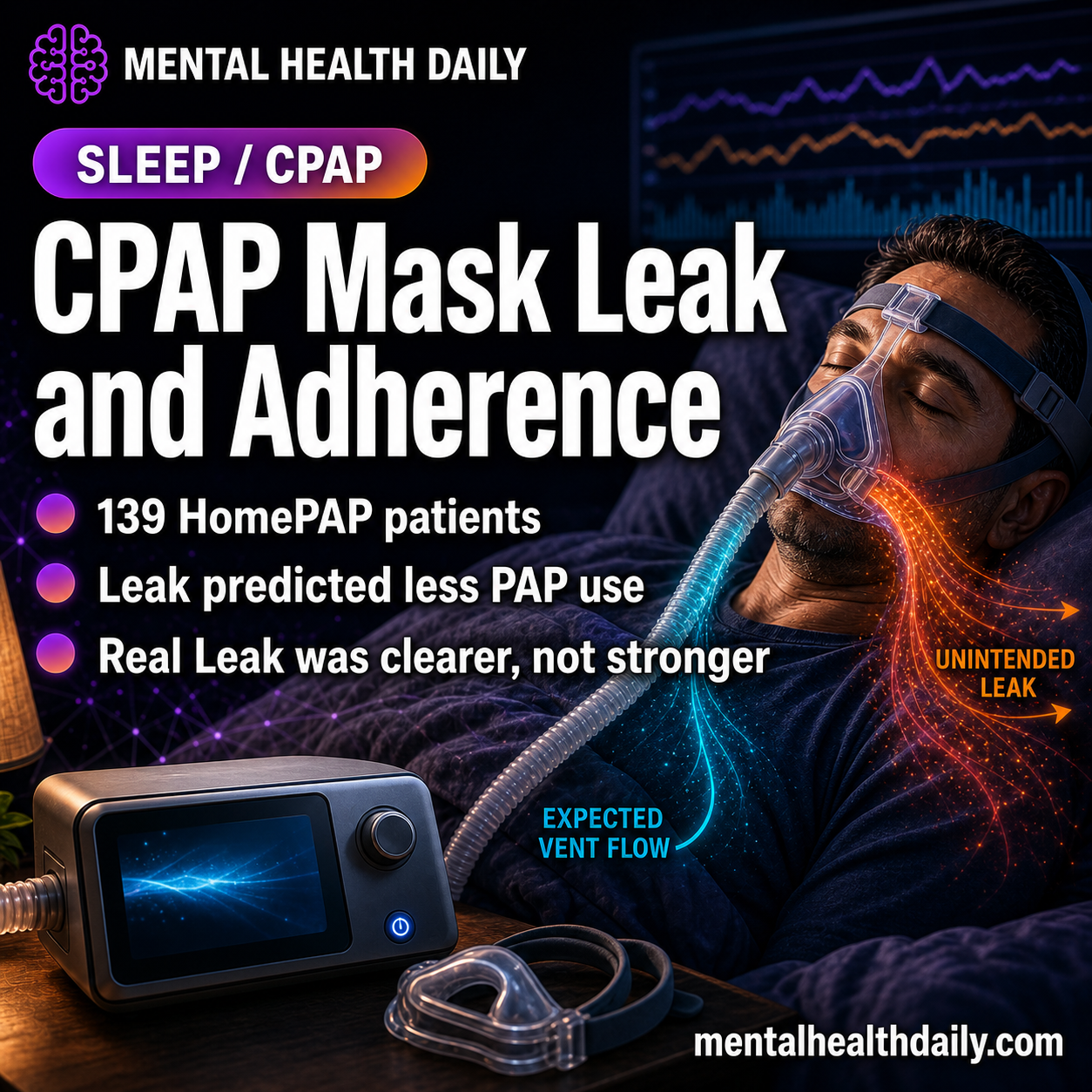 CPAP Mask Leak Reduced PAP Adherence 7.2% per 10 L/min