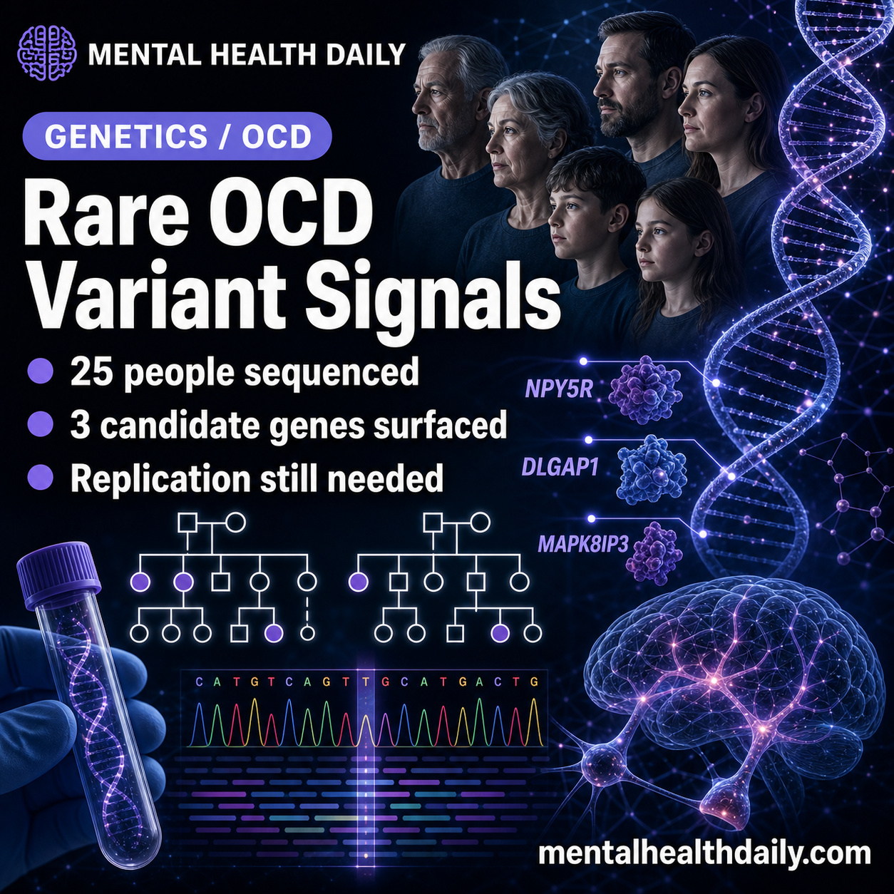 Rare OCD Variants in NPY5R, DLGAP1, and MAPK8IP3 Segregate in Families