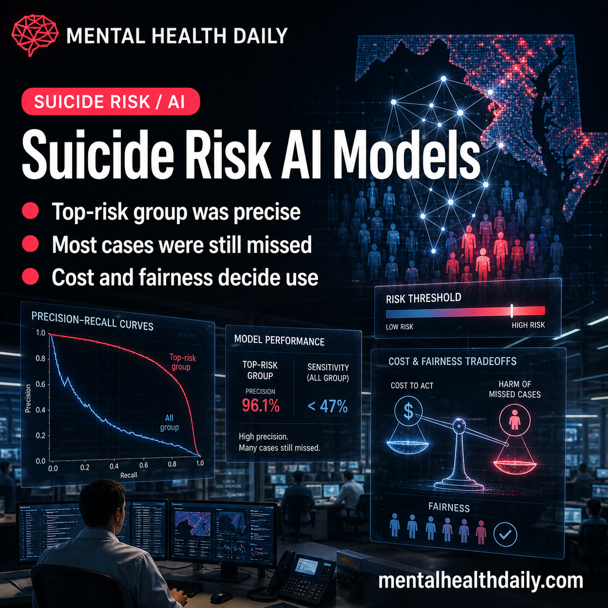 XGBoost Suicide Risk Model Reached 96% PPV at Top 0.1% Threshold