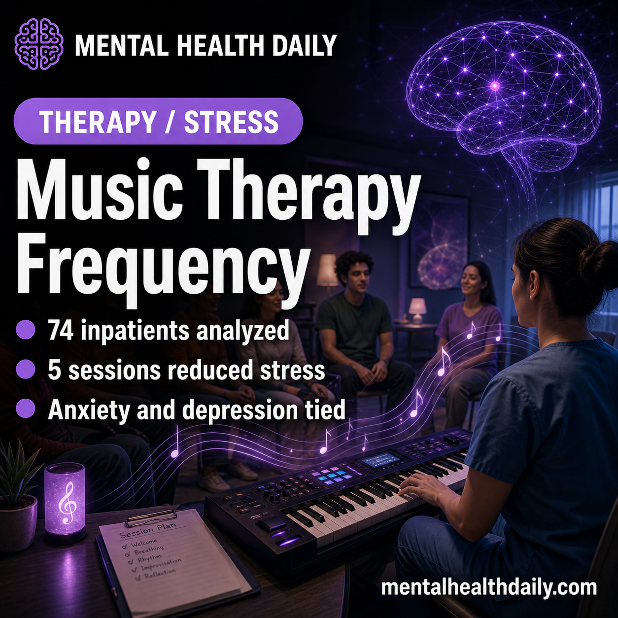 5 Music Therapy Sessions Reduced Psychiatric Stress