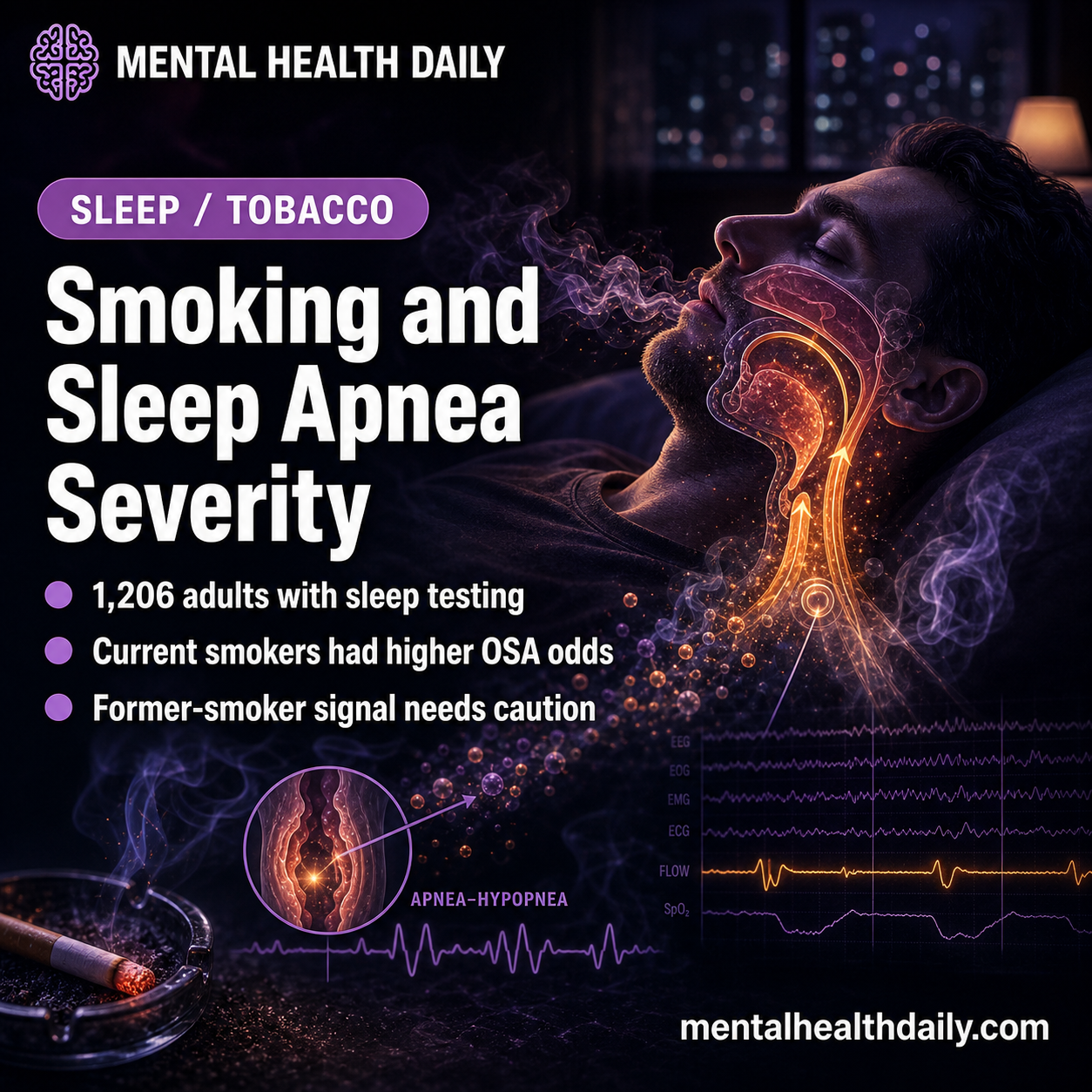 Smoking Linked to 1.75x Higher Sleep Apnea Severity in Pomerania Study