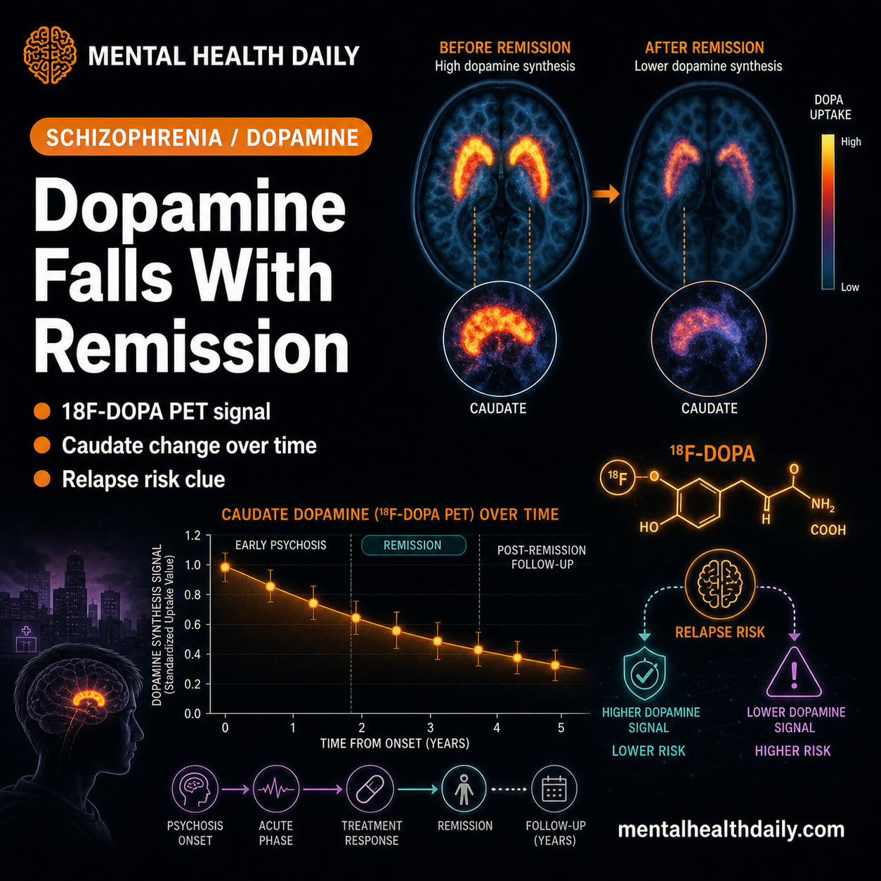 Striatal Dopamine Drops From Psychosis to Schizophrenia Remission