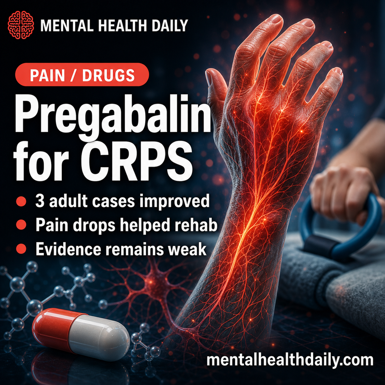 Pregabalin for CRPS: 3 Adult Cases Had VAS Pain Drops