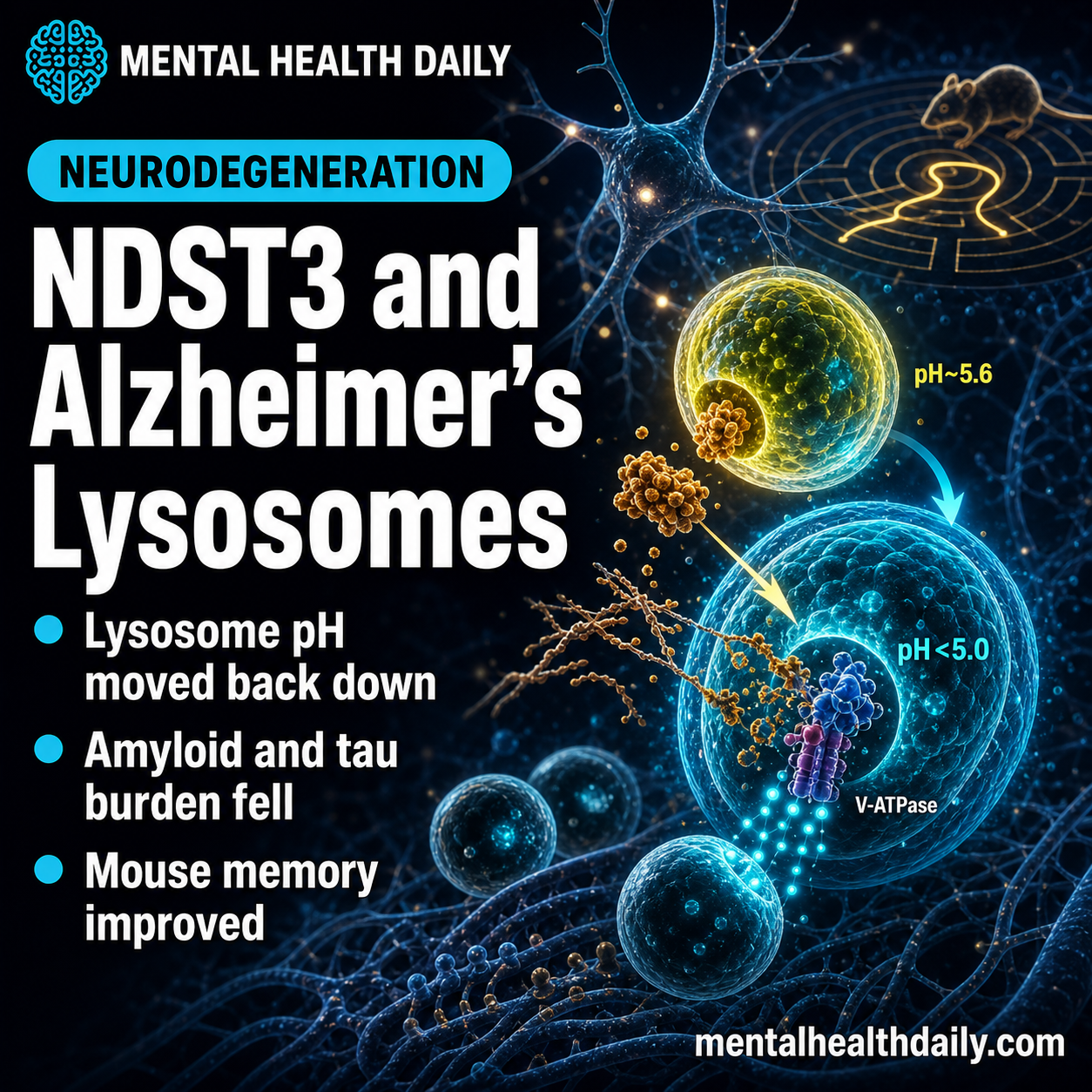 NDST3 Suppression Restores Lysosome Acidity in Alzheimer’s Mouse Models
