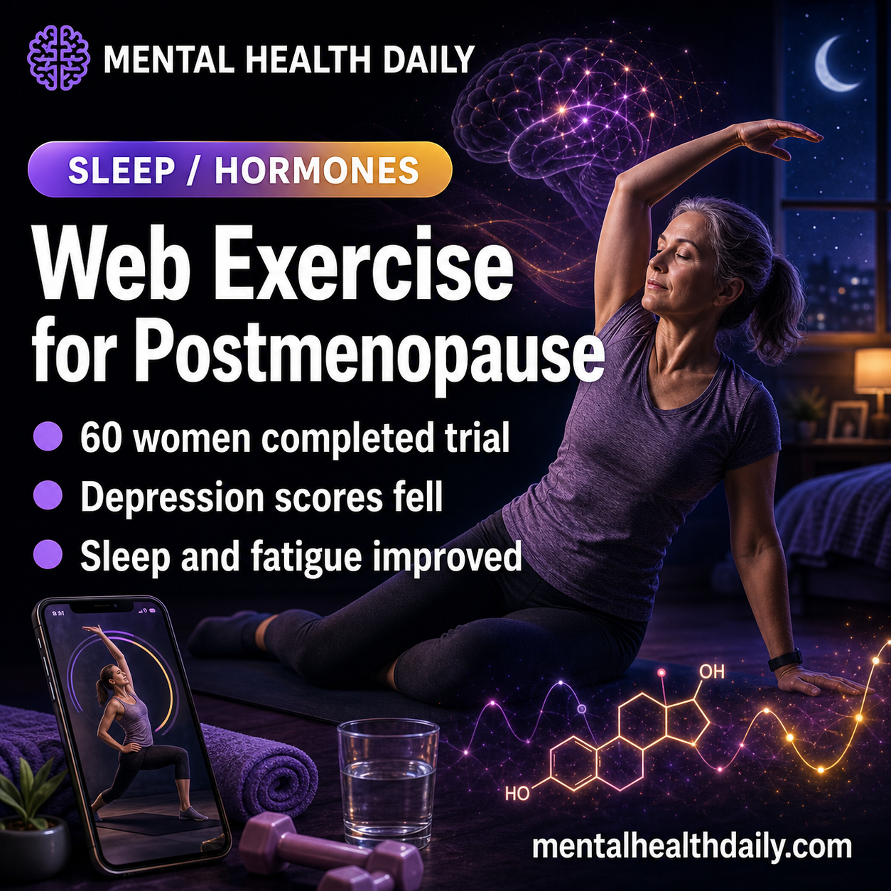 Web-Based Exercise Reduced Postmenopause Depression and Sleep Scores