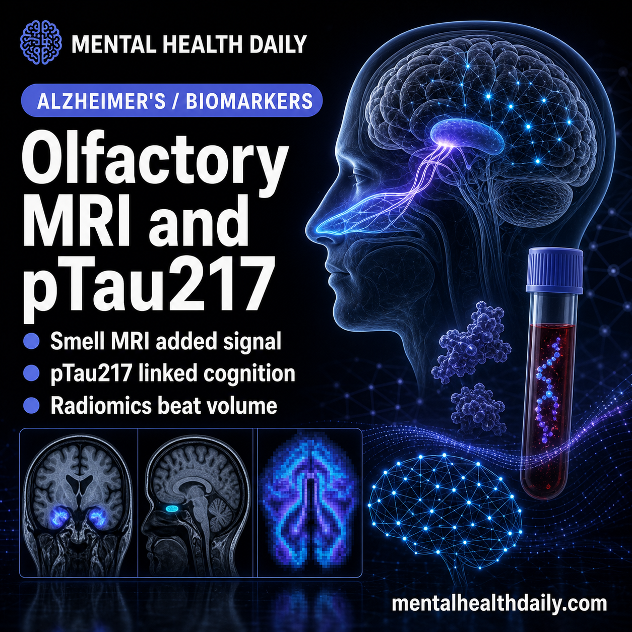 Olfactory MRI Radiomics Link pTau217 to Alzheimer’s Cognition