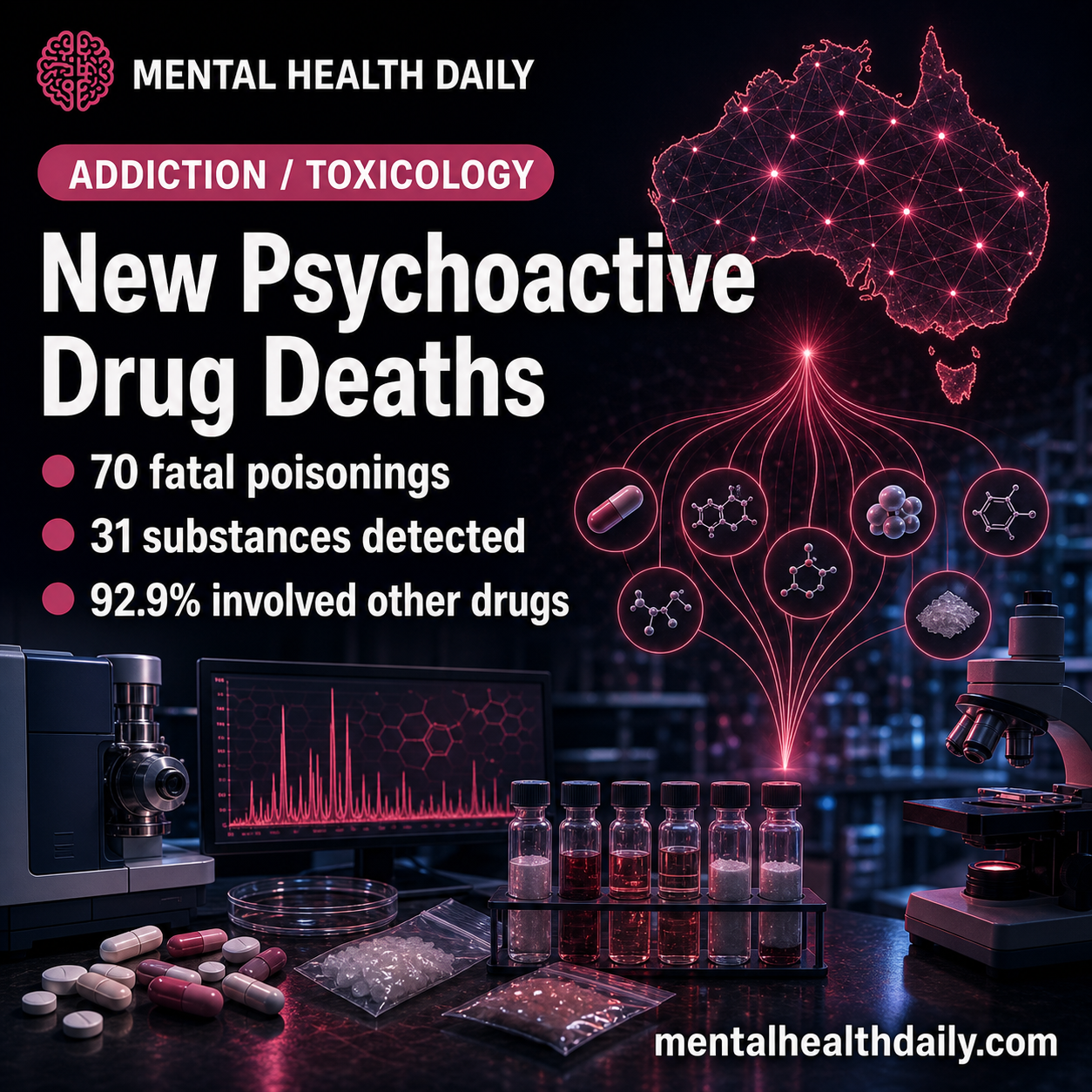New Psychoactive Stimulant Deaths in Australia: 70 Toxicology Cases