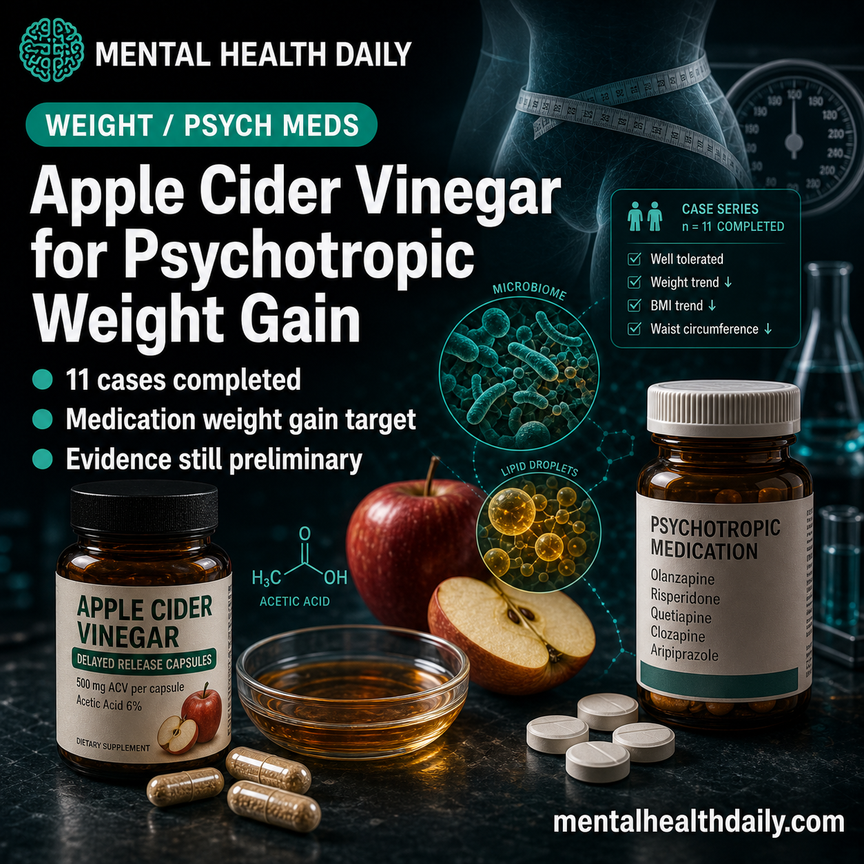 Apple Cider Vinegar for Psychotropic Weight Gain: 11 Cases