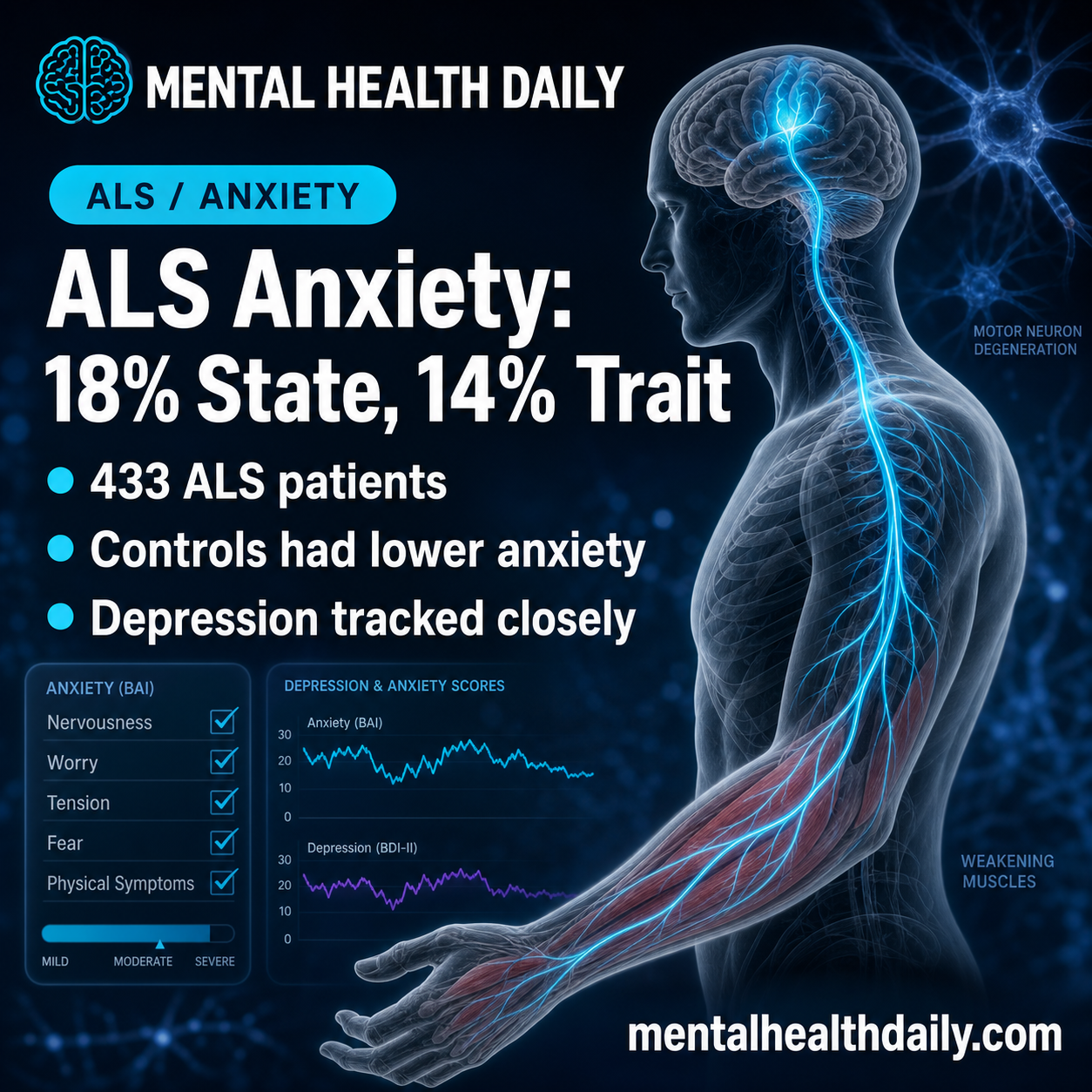ALS Anxiety: 18% State, 14% Trait in 433 Patients