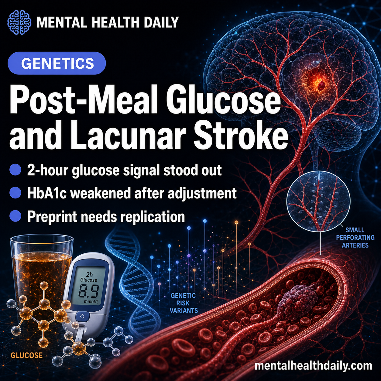 Post-Meal Glucose Genetics Linked to Lacunar Stroke Risk