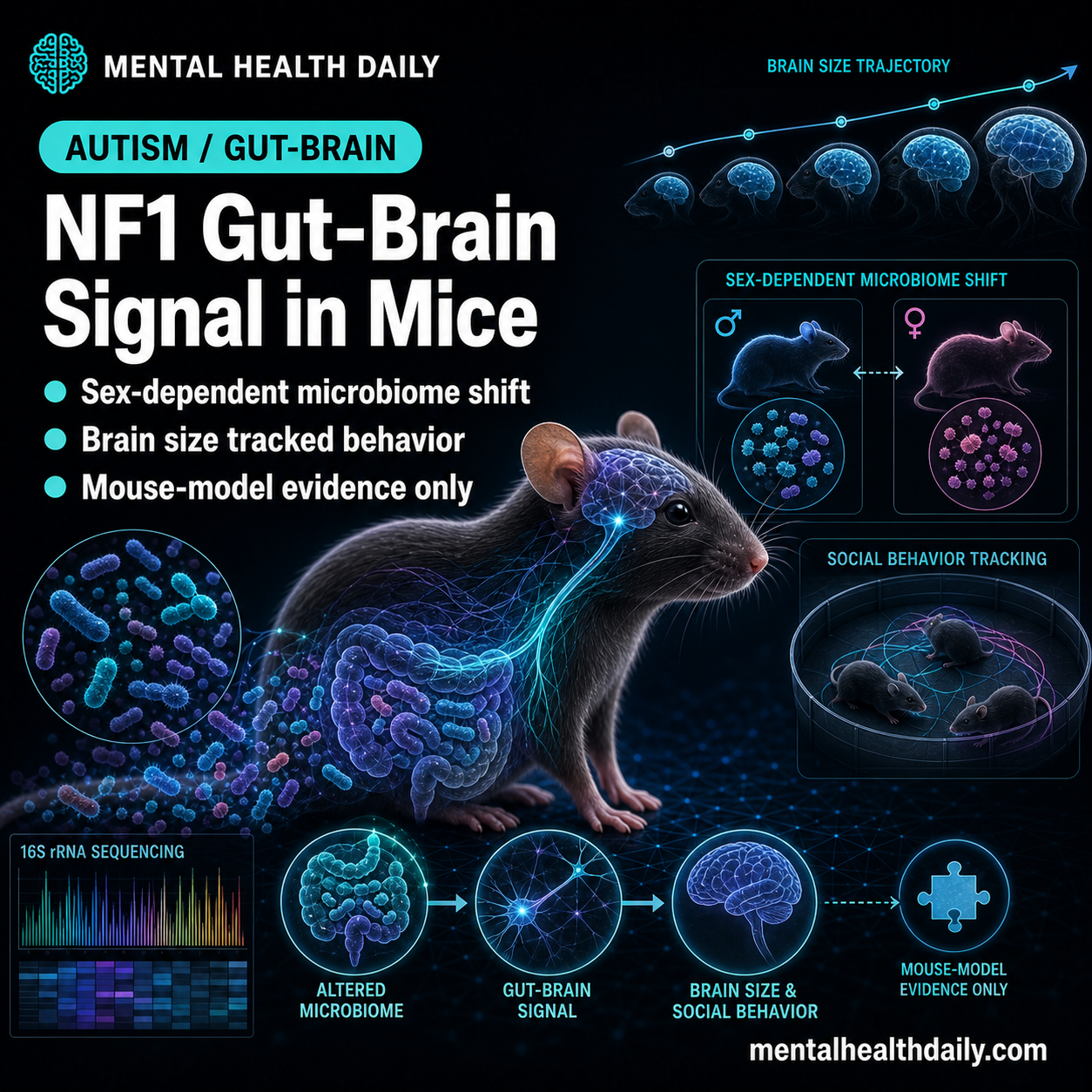 NF1 Mouse Study Links Gut Microbiome to Brain Size and Autism-Like Traits