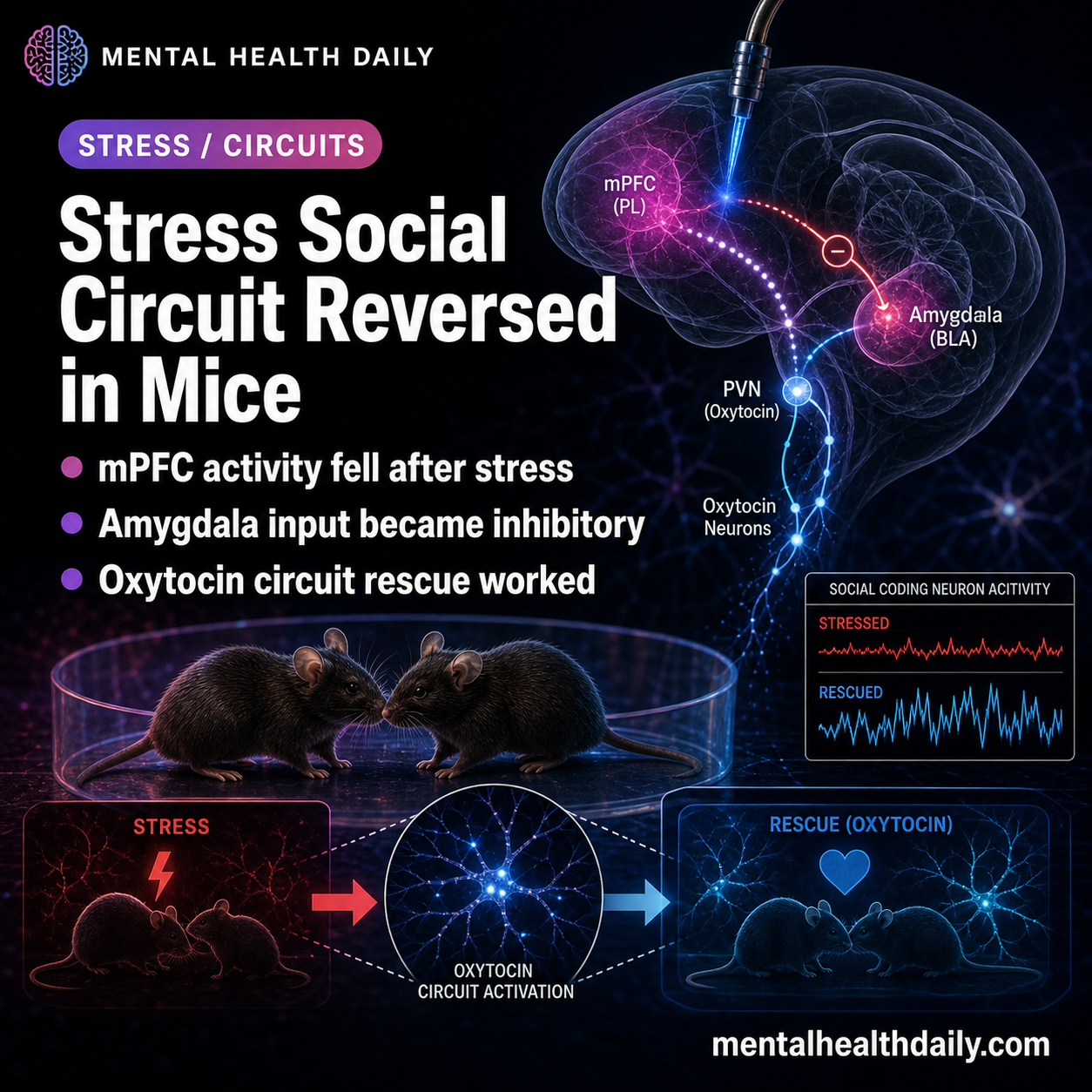 Stress Social Deficits Reversed by Amygdala-Oxytocin Circuit Suppression