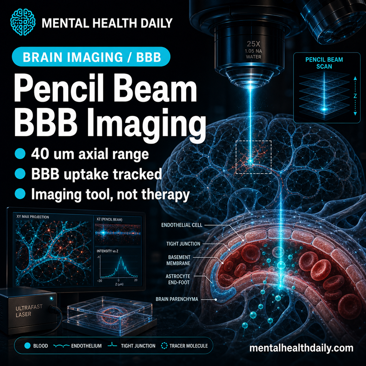 Ultrafast Pencil Beam Imaging Tracked Blood-Brain Barrier