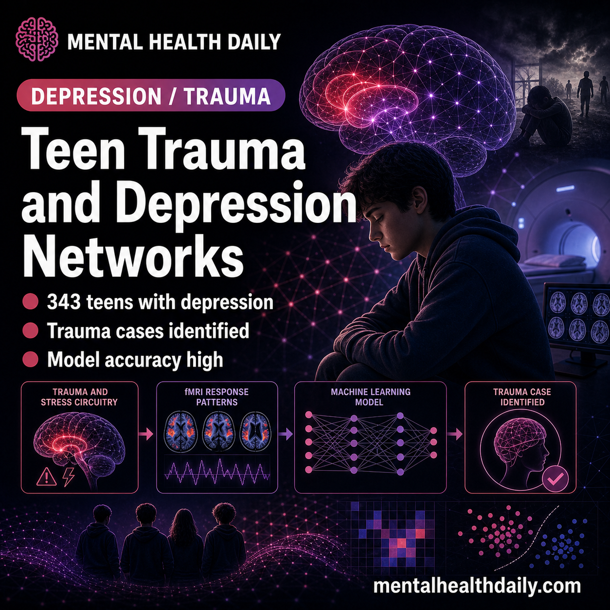 Teen Trauma Depression: fMRI Predicted Response at 82%