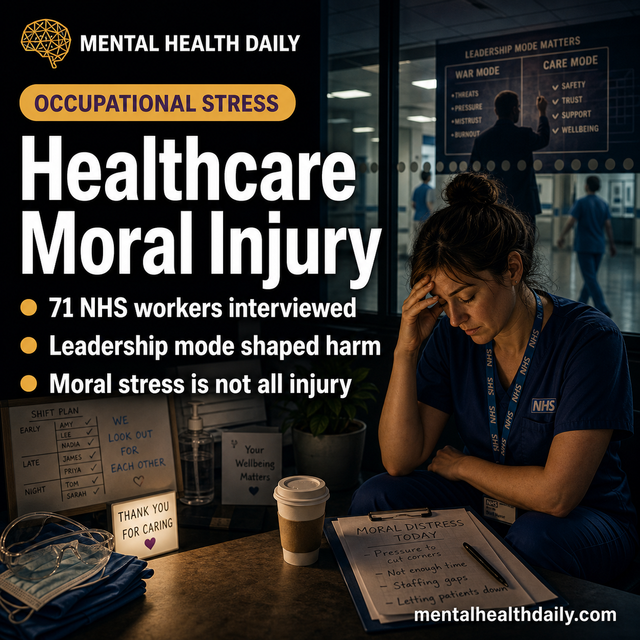 Healthcare Moral Injury Study Links NHS War-Mode Leadership to Stress