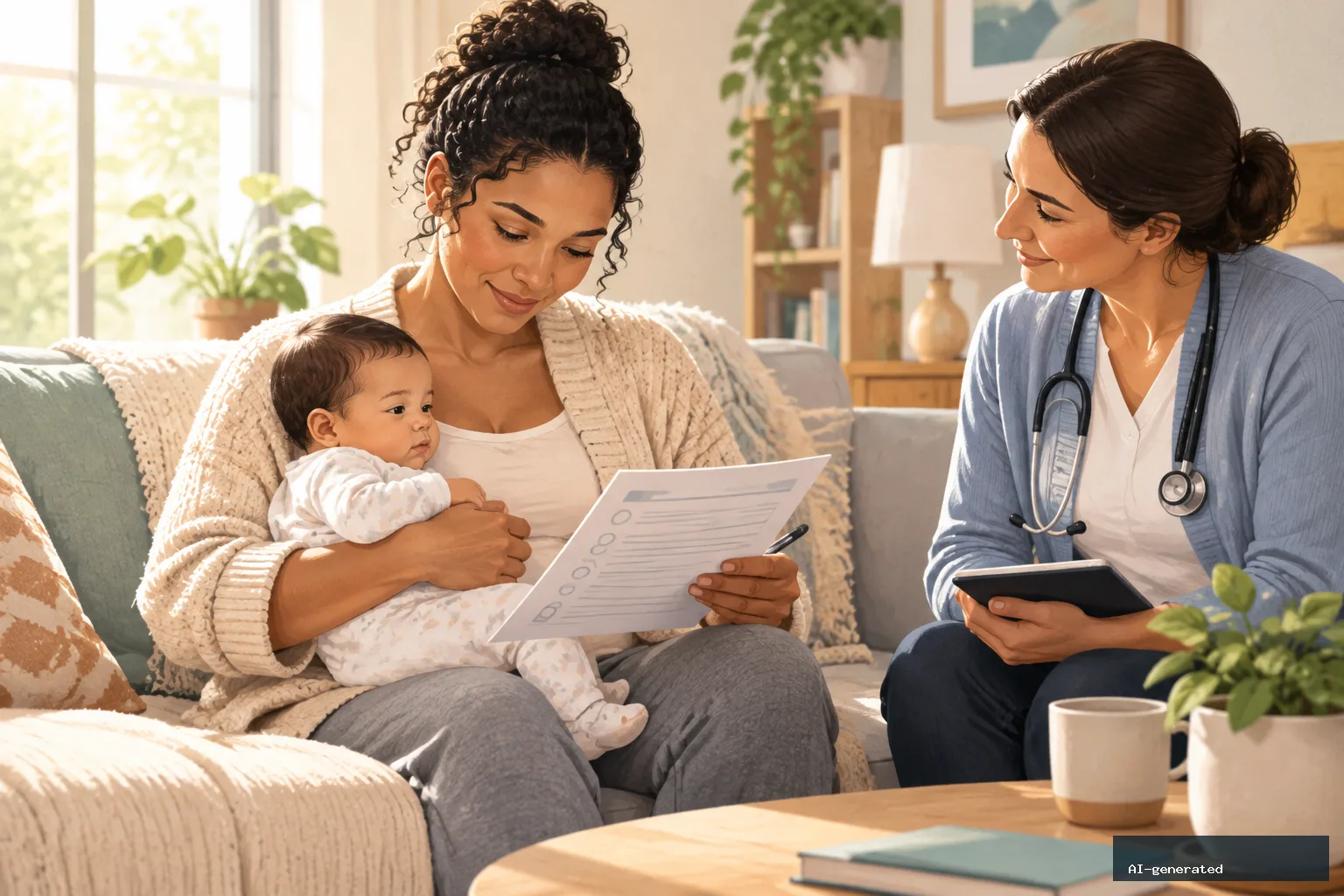 A Brazilian Study Supports a 12-Question Screen for Postpartum-Specific Anxiety — AI-generated editorial image