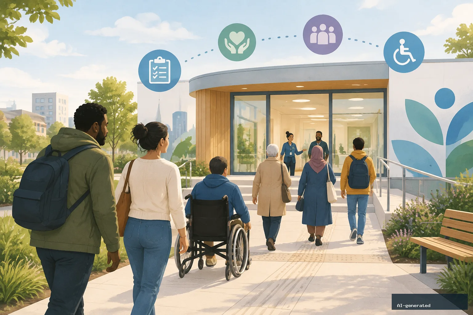 A UK mental-health review calls for support based on need, not diagnosis alone — AI-generated editorial image