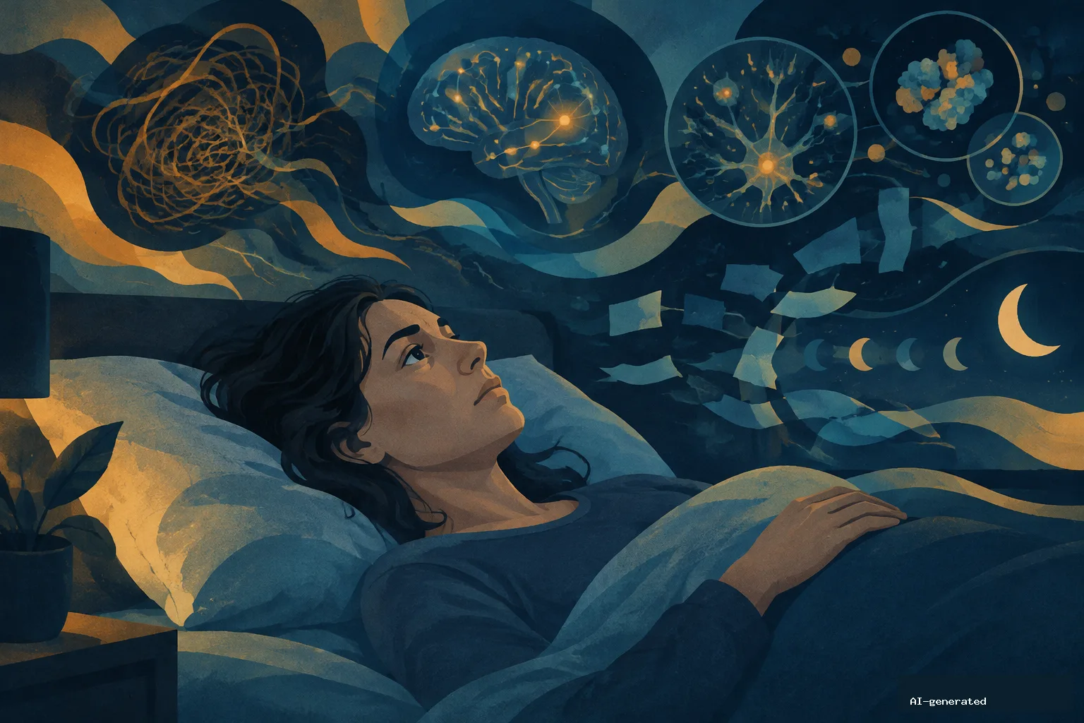 Stress, Insomnia and Amyloid Showed a Complex Link in a Swedish Memory-Clinic Study — AI-generated editorial image
