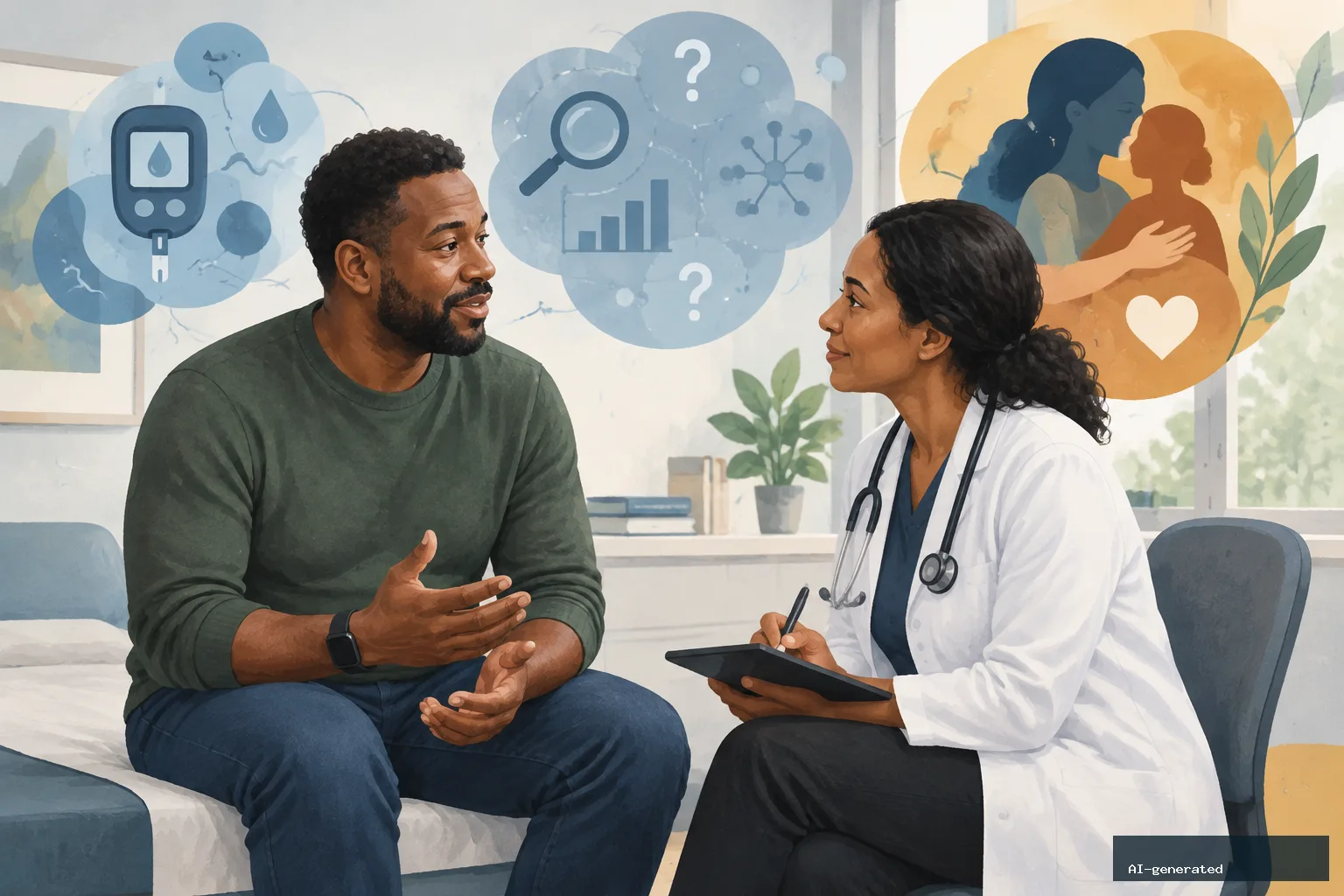 What We Know—and Don’t Know—About Suicide Risk in Black Men With Diabetes — AI-generated editorial image